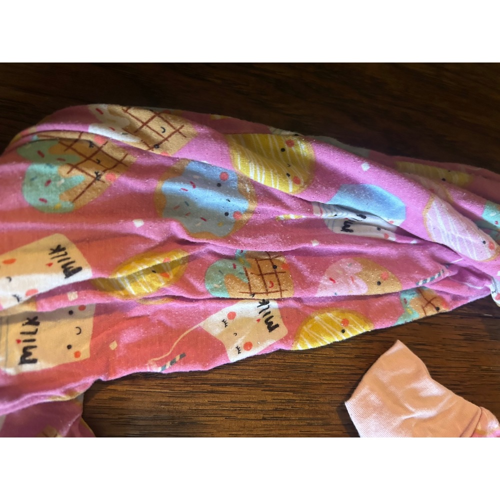 Little Sleepies Milk and Cookies Bamboo Pajama Set Pink Kids Size 9/10 - Picture 2 of 5